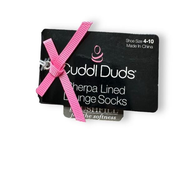 Cuddl Duds Purple & White Fluffy Sherpa Lined Snowflake Floral Print Socks NEW - Picture 3 of 4